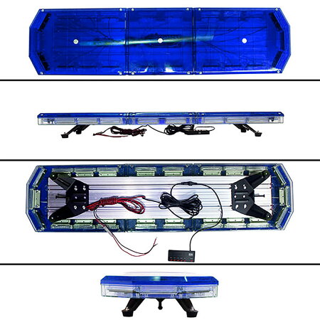 LED回転灯パトライトラウンドタイプ【ブルー】全長120cm・COBチップ×22・88w前後独立スイッチ・点灯パターン16！トラックの警告ランプに最適！KM207COB-88-b