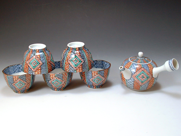 日本の代表的な京都の伝統工芸の逸品を激安価格でお届けします。 京焼・清水焼 急須茶器揃 JSH115 華古紋【送料無料】