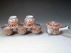 京焼・清水焼　急須茶器揃　JSH137　彫赤絵花鳥【送料無料】