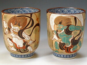 京焼・清水焼 湯呑 UIH601 風神雷神 ペア湯呑【送料無料】