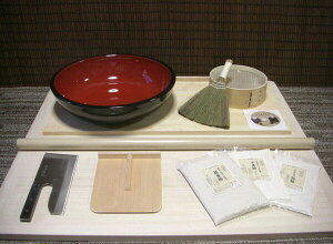 42cこね鉢L判フルイ粉ホーキそば粉セット 固定木付きまな板プラス オフィス木村it21