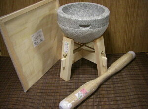 餅つき道具 三升用臼 木台・うさぎ杵L・三升用のし板セット オフィス木村it21