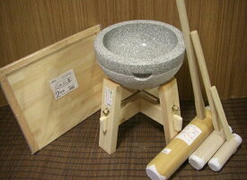 餅つき道具　二升用臼　木台・杵M・子供用キネ大小2本・二升用のし板セット オフィス木村it21