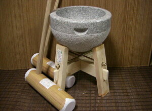 餅つき 道具 3升用臼 木台・杵L2本セット オフィス木村it21