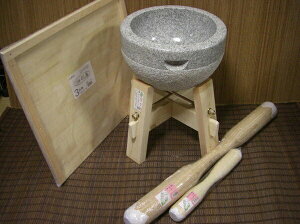 餅つき道具 三升用臼 木台・うさぎ杵L1本 ・SS1本・三升用のし板セット オフィス木村it21