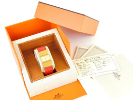 スーパーSALE限定価格!!【中古】 正規品 HERMES PARIS エルメス 腕時計 リストウォッチ ロケ バングルウォッチ レッド リザードスキン バングルブレスレット GP 保存ケース付き スイス製