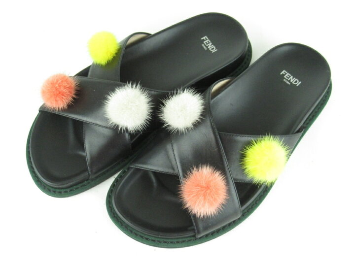 楽天市場】【中古】正規品 FENDI フェンディ カラフルポンポン付き  