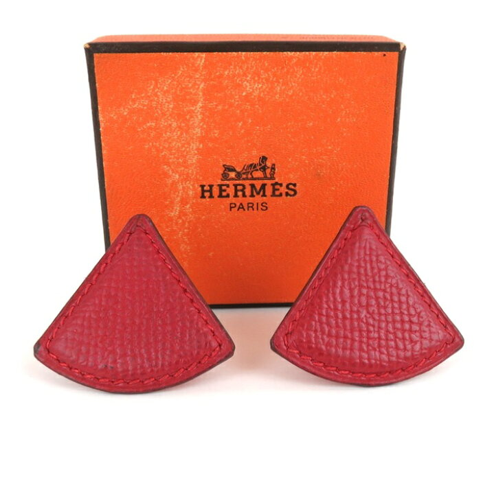 楽天市場】【中古】正規品 HERMES エルメス レザーイヤリング 三角 