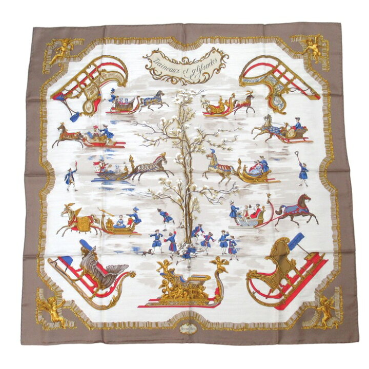楽天市場】【中古】正規品 HERMES エルメス カレ90 スカーフTraineaux  