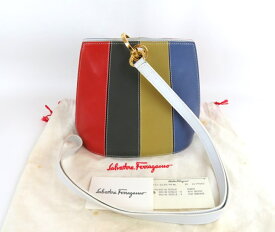 【中古】正規品 Salvatore Ferragamo サルヴァトーレ・フェラガモ マルチカラー レザー ショルダーバッグ ポシェットイタリア製【送料無料】