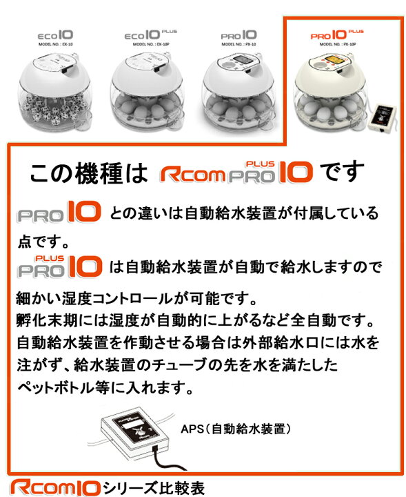 楽天市場】RcomプロPlus10 小型全自動孵卵器(自動湿度調整機能付) : e 