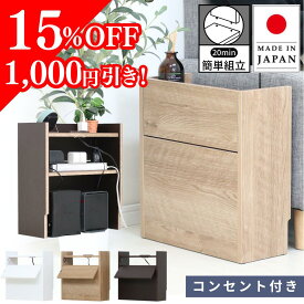 【15％OFF】【国産】 ルーター 収納 ボックス コンセント付き スリム タップ 機器 コード WiFi HDD LANケーブル ロボット掃除機 配線 電話台 ケーブル 木目 扉 可動棚 3段 3cm 工具不要 簡単組立 幅40 奥行17 高さ43cm eco家具 E-001
