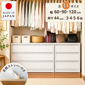 【国産】 隠しキャスター付きチェスト 11サイズ 動く チェスト クローゼット 衣類 スペース 活用 引出し ストッパー付き 大容量 シンプルデザイン 奥行き44cm 幅60cm 90cm 120cm 3段 4段 5段 6段 eco家具 F-077-087