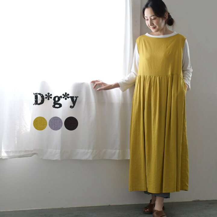 楽天市場 残り僅かセール ワンピース ロングワンピース D G Y Dgy ディージーワイ 綿 ノースリーブ コットン 無地 30代 40代 50代 60代 大きいサイズ リラックス 楽ちん ゆったり 体型カバー 大人可愛い シンプル ナチュラル Ms Ls Ll 3l エコロコ 22ss0603 Sel