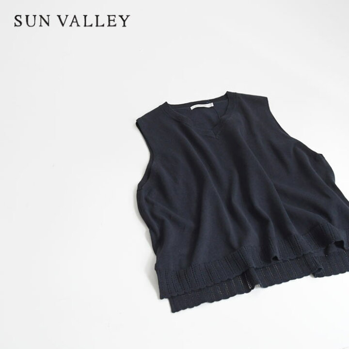楽天市場】SUN VALLEY ニット ベスト ジレ Vネック 30番手 綿麻 天竺 