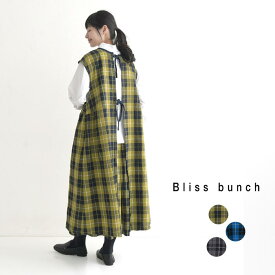 Bliss bunch 2wayジャンスカ 先染めマドラスチェック柄 綿麻／ブリスバンチ カジュアル コットンリネン ゆったり トップス レディース エコロコ sel, Ms,Ls,／-ジャンパースカート 大人- 秋 冬 23AW0908,