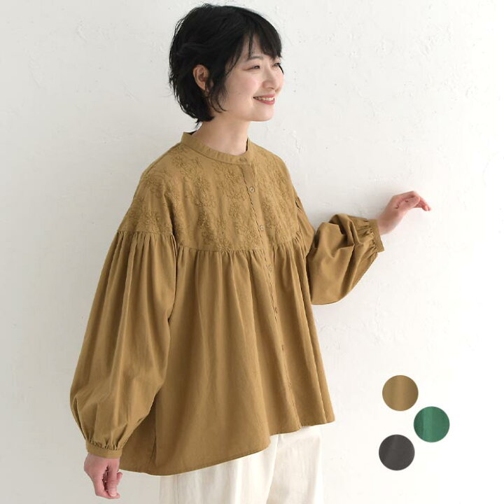 楽天市場】ブラウス シャツ 長袖 レディース 刺繍 フレア ゆったり 