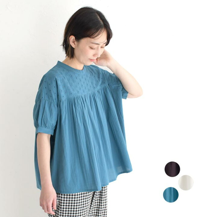 IDEE POOL いろいろの服 半袖 ブラウス プルオーバー リネン100 