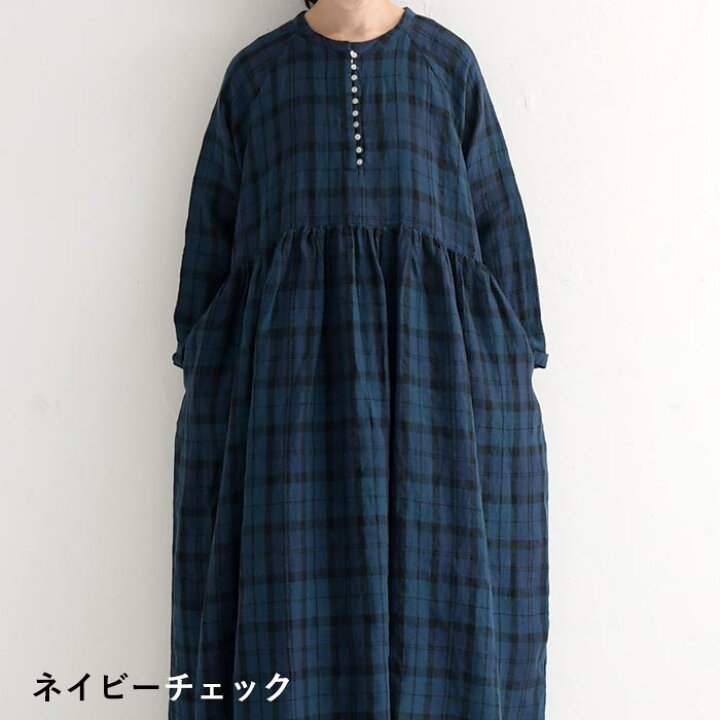 楽天市場】08Mab 14番手リネン ワンピース ウエストギャザー切替 多  