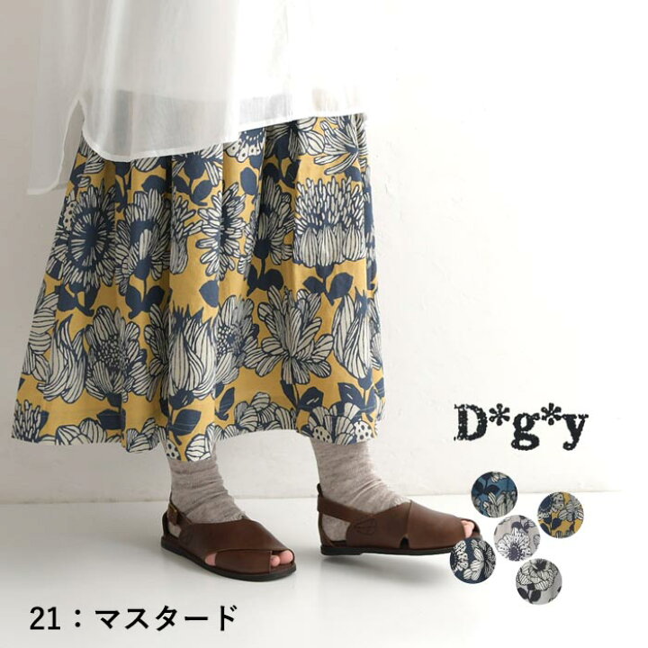 楽天市場】M〜3L D*g*y 綿麻 大花柄 スカート コットンリネン ウエスト 
