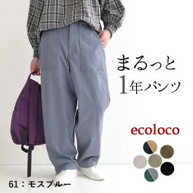 カーゴパンツ ワイド レディース 微起毛 コットンストレッチ 綿／着後レビューでクーポン☆ カジュアル ナチュラル ウエストゴム 脚長 体型カバー ボトムス エコロコ e+,／ 大きいサイズ 春 秋冬 秋服 25AW0904R,
