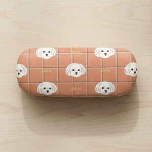 メガネケース マルチーズチェック オレンジ マルチーズ いぬ 犬 ドッグ おしゃれ かわいい めがねケース めがね収納 眼鏡 メガネ めがね サングラス 老眼鏡 フレンズ