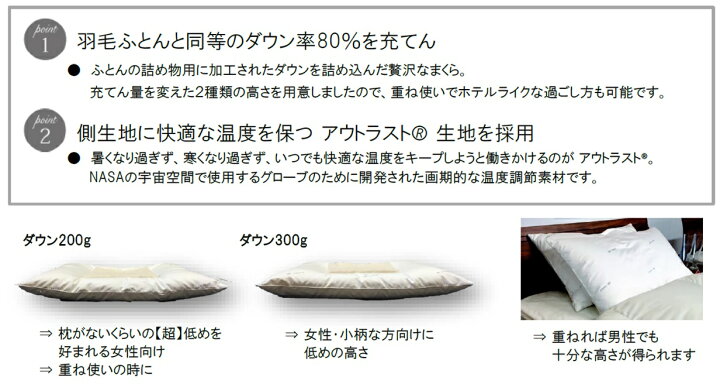 楽天市場】ドリームベッド P-916Nダウンピロー マクラ ツインピロー 