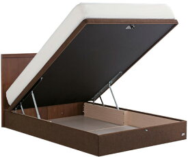 サータ ホテルスタイル595 シングルベッド フラット クラシカル dreambed リフトアップ ガスハッチ 縦型収納 大収納 跳ね上げ式ガスダンパー 大量整理 省スペース 収納ボックス ベッド下収納 日本製 ダークブラウン ベッドフレームのみ