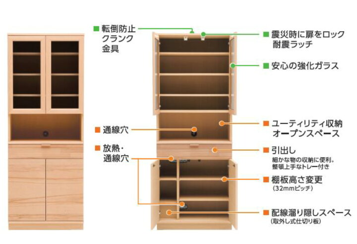 116,600円→69,980円☆展示品☆カリモク QD2515 カップボード幅70 食器 