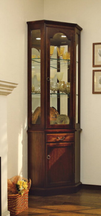 楽天市場】カリモク HC0240NK キュリオケース 隅飾り棚 コロニアル  