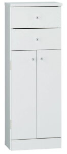 サニタリーボックス2D(引出付トビラ)584B トイレットペーパー入れ ペーパーボード 小型コンパクト収納 ホワイト トイレ収納 三つ葉楽器 国産/日本製