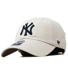 キャップ 47brand 47キャップ クリーンナップ フォーティーセブン ニューヨーク・ヤンキース Yankees '47 CLEAN UP BONE オフホワイト/ネイビー ベースボールキャップ ヤンキース ロゴ ユニセックス 帽子 誕生日 プレゼント ギフト 父の日