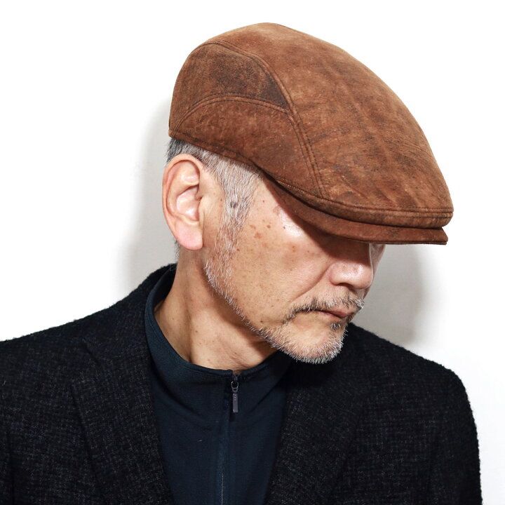 ラムスキン ハンチング 帽子 レザー ラムレザー ハンチング帽 メンズ 大きいサイズ Gottmann ゴットマン 羊革 ハンチングキャップ 本革 57cm 58cm 59cm 60cm 62cm 64cm ブラウン 男性 帽子 誕生日 プレゼント クリスマス ギフト包装 ラッピング無料 送料無料