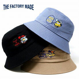 【告知◇クーポン利用で10%OFF】 THE FACTORY MADE バケットハット メンズ キャラクター ファクトリーメイド 帽子 ツイル マスコットハット 58cm サイズ調整可 ベージュ ブラック ブルーグレー 送料無料 ラッピング無料 父の日 [ bucket hat ]