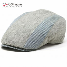 メンズ ハンチング ストライプ ゴットマン 帽子 大きいサイズあり ハンチング帽 縦縞 Gottmann Seattle リネン 切替ハンチング 紳士 ブランド 涼しい ハンチングキャップ 57cm/58cm/60cm/62cm/64cm カーキ 誕生日 プレゼント ギフト包装無料 [ ivy cap ]