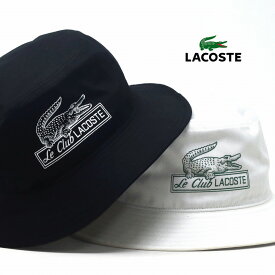 ＼本日クーポン利用で10%OFF／ バケットハット LACOSTE 帽子 春夏 プリント メンズ バケハ ブラック ホワイト ハット レディース 綿100% ラコステ コットンツイル HAT 男女兼用 全2色 20代 30代 40代 ファッション 女性 プレゼント ギフト 誕生日 ラッピング無料