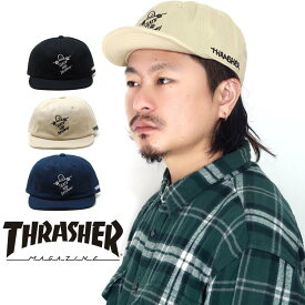 小つばキャップ メンズ THRASHER コラボ Mark Gonzales キャップ メンズ ステッカー付き コットンキャップ スラッシャー ロゴキャップ ユニセックス 全3色 ギフト プレゼント 誕生日 ラッピング 包装無料 メール便無料 [ baseball cap ]