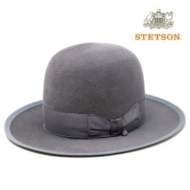 フェルトハット ステットソン 復刻 ラビット ファー フェルトハット メンズ STETSON CUSTOM V OPENCROWN 帽子 ボーラーハット 中折れハット グレー stetson 帽子通販 クリスマス プレゼント ギフト包装無料 送料無料 父の日 [ boater hat ]