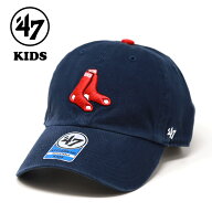 47 キャップ キッズ レッドソックス ネイビー Red Sox Kids '47 CLEAN UP キャップ 洗い加工 47brand MLB…