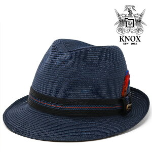 KNOX NEWYORK ブランド 帽子 夏 ハット メンズ 紳士 中折れハット ヘンプ 麻 ヘンプブレード 麦わら帽 ストローハット 紺 ネイビー ぼうし おしゃれ サマーハット 中折れ 50代 中折れ帽 メンズハ