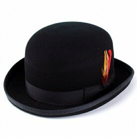 ニューヨークハット 帽子 メンズ ボーラーハット フェルトハット 大きいサイズあり Classic Derby 5007 紳士ハット フェルト New york hat 帽子 紳士 ダービーハット 羽根付き フォーマル / ブラック 黒 [ boater hat ] [ felt hat ]