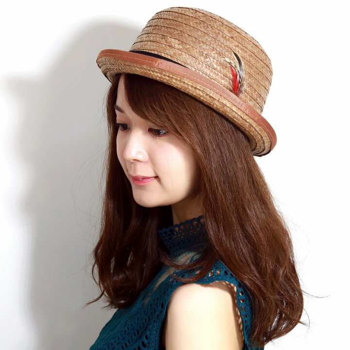 ニューヨークハット ダービーハット ボーラーハット 夏 ニューヨークハット ボーラーハット メンズ ストローハット NEWYORK HAT 春 夏 帽子 羽根付き リボン レディース ボーラー型 麦わら帽子 ハット Coconut Darby 2136 ココナッツカラー 茶 ブラウン straw hat boater hat