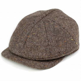 ハンチング帽 ヘリンボーン 帽子 紳士 hatblock ハンチング 8パネル キャスケット メンズ ヘリンボン柄 ネップツイード ハットブロック アイビーキャップ おしゃれ 日本製 ベージュ [ ivy cap ]