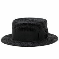 ＼本日▽全品5%OFFクーポン／ ストローハット 黒 カンカン帽 メンズ レディース ラフィア ブレード 大き…