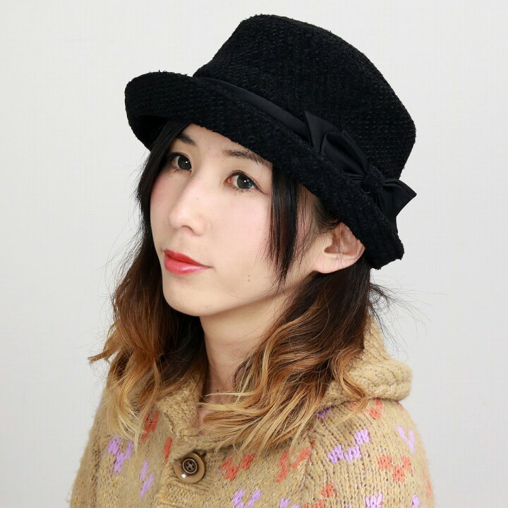 楽天市場 ハット レディース あったかい 日本製 帽子 冬 40代 50代 60代 リボン ハイバック ミックスモール エステルサテン起毛 サイズ調節 ミセスハット 秋冬 個性的 日よけ 黒 ブラック Hat 母の日 プレゼント レディース 帽子 ギフト 母の日 Elehelm帽子通販