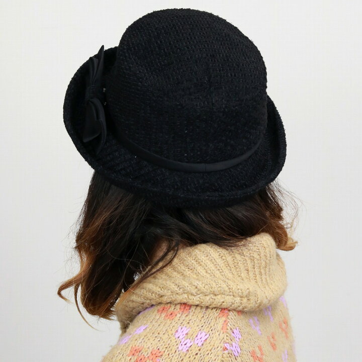 楽天市場 本日限定10 Offクーポン ハット レディース あったかい 日本製 帽子 冬 40代 50代 60代 リボン ハイバック ミックスモール エステルサテン起毛 サイズ調節 ミセスハット 秋冬 個性的 日よけ 黒 ブラック Hat 母の日 プレゼント レディース 帽子 ギフト 母