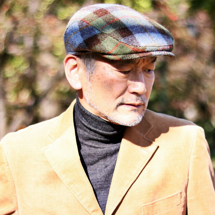 楽天市場 カシュケット ハリスツイード ハンチング チェック ブランド生地 ウール100 帽子 メンズ 秋 冬 Kaszkiet インポート ハンチング帽 マジックテープアジャスター サイズ調整可能 ウール ブルー ライトブルー系 クリスマス ギフト包装 ラッピング 無料 父の日