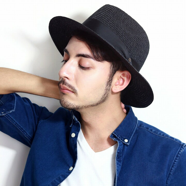 楽天市場 ストローハット 黒 レディース マニッシュハット 麦わら帽子 メンズ 帽子 春 夏 中折れ Hat 帽子 58cm 60cm サイズ調節可 紫外線対策 麦わら帽 紳士 リゾートコーデ ブラック Straw Hat Fedora 送料無料 ラッピング無料 父の日