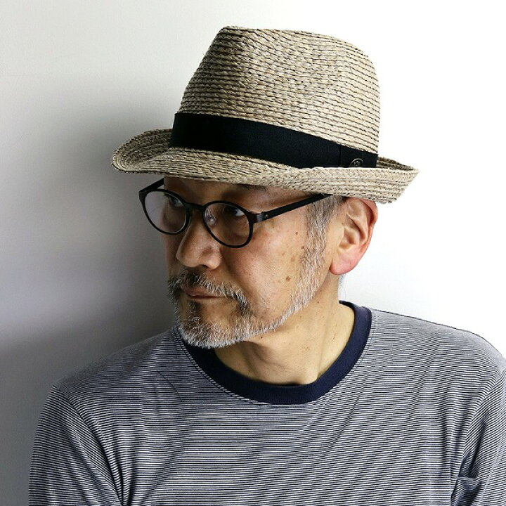 楽天市場】ストローハット メンズ 春夏 中折れハット ラフィア 大きい 