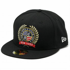 ＼本日限定クーポン利用で5%OFF／ NEWERA キャップ 59FIFTY ロゴエンブロイダリー エンブレム 帽子 大きいサイズあり ベースボールキャップ アメリカ国旗 ストリート ブランド 黒 ブラック ギフト プレゼント 誕生日 ラッピング 包装無料 [ baseball cap ]